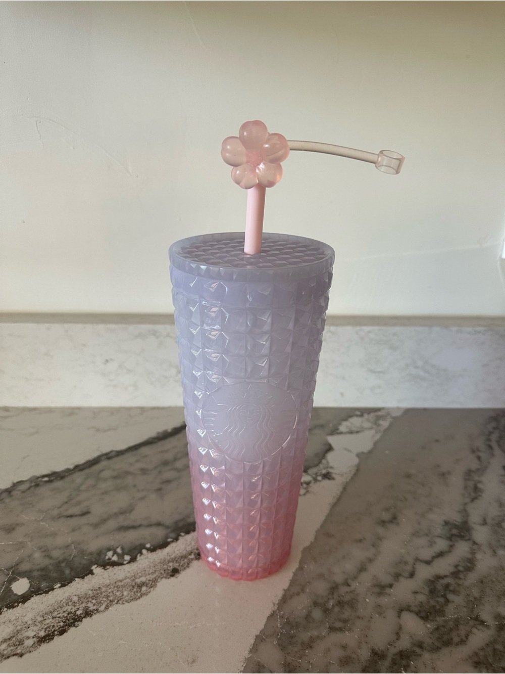 Starbucks Pink and Lavender Ombre Studded Tumbler with Flower Straw